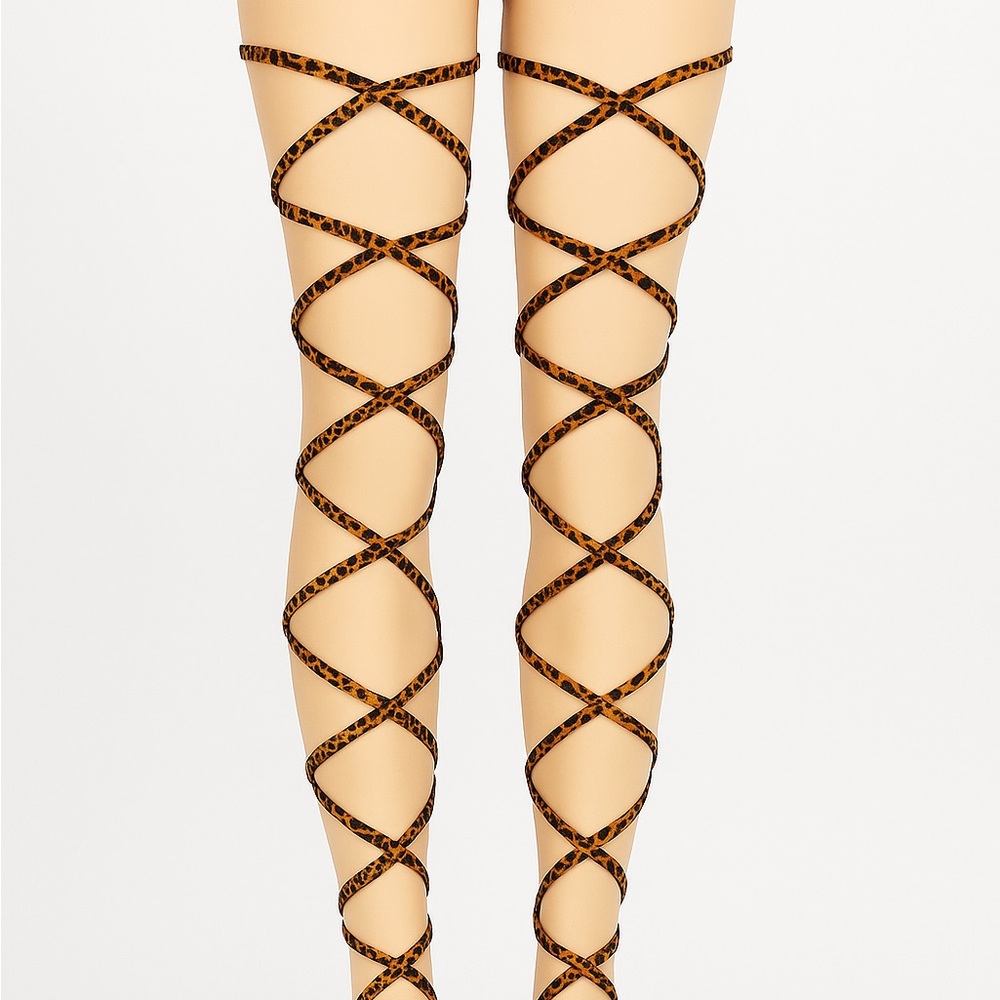 Leopard Print Crisscross Tights